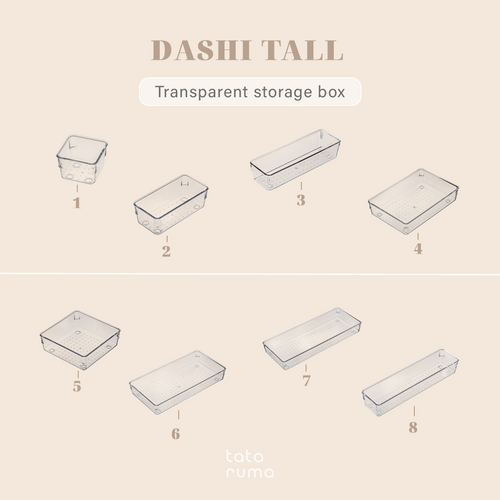 DASHI TALL - Drawer Organizer Transparent Storage Box Kotak Penyimpanan Sekat Divider Pembatas Laci