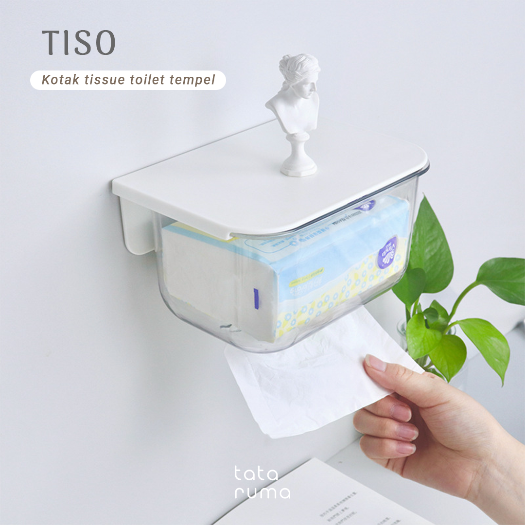 TISO - Kotak Gantung Tissue Toilet Kamar Mandi Tempel Dinding Tanpa Bor