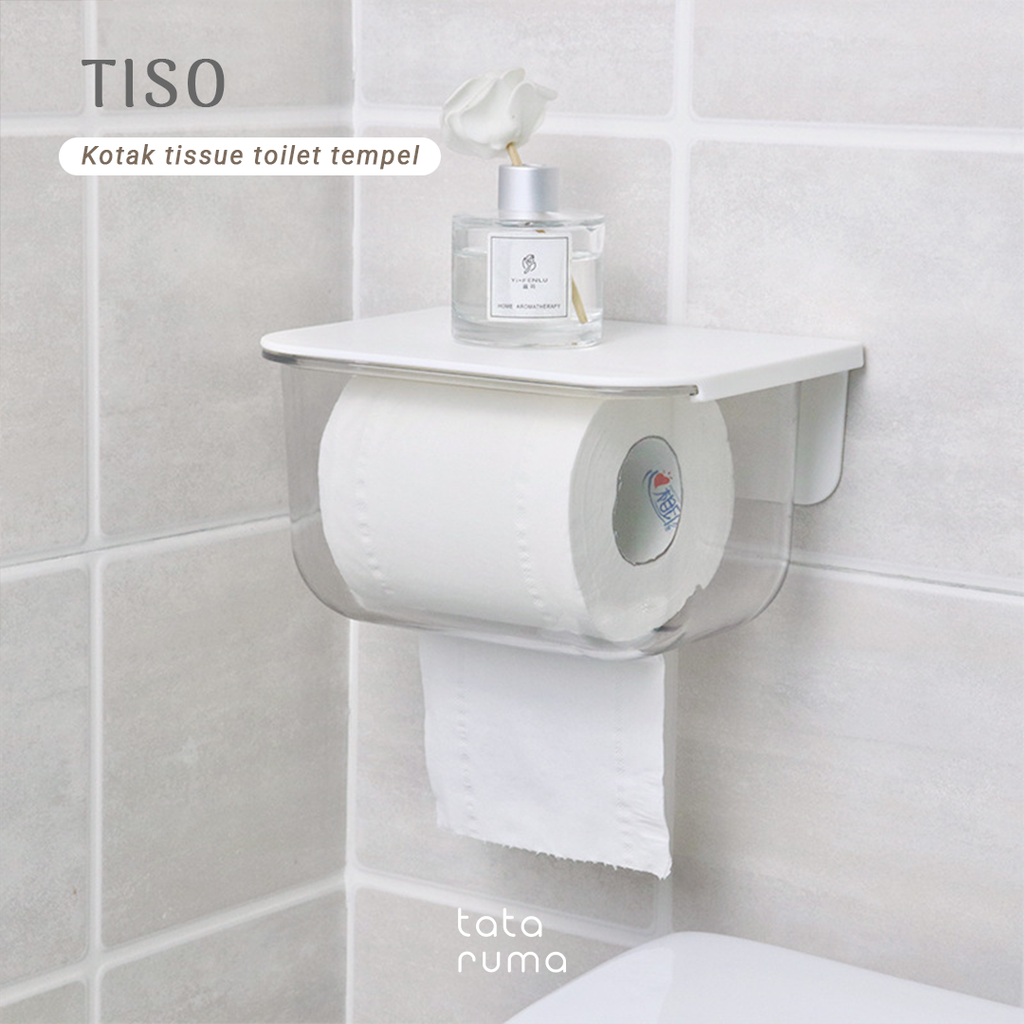 TISO - Kotak Gantung Tissue Toilet Kamar Mandi Tempel Dinding Tanpa Bor