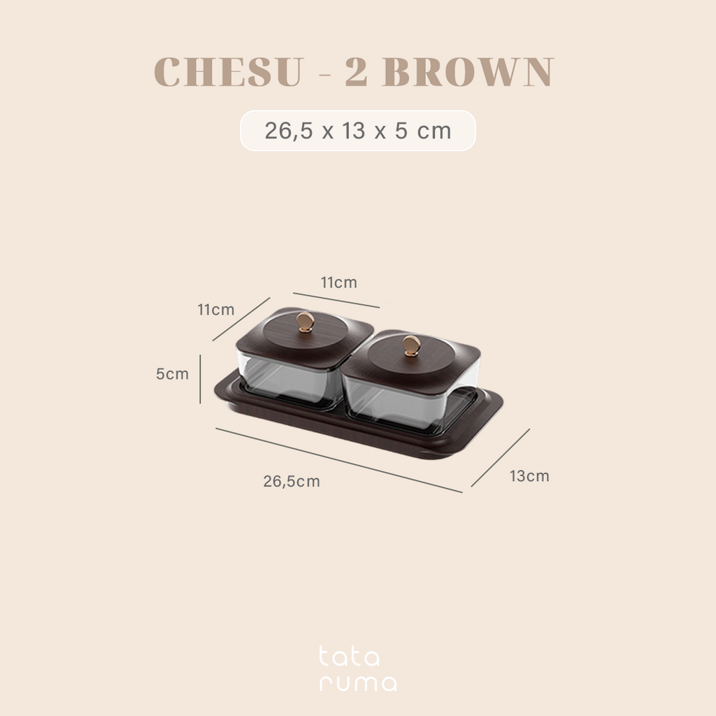 CHESU - Toples Cemilan Snack Permen Wadah Nampan Lebaran Motif Serat Kayu