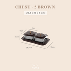 CHESU - Toples Cemilan Snack Permen Wadah Nampan Lebaran Motif Serat Kayu