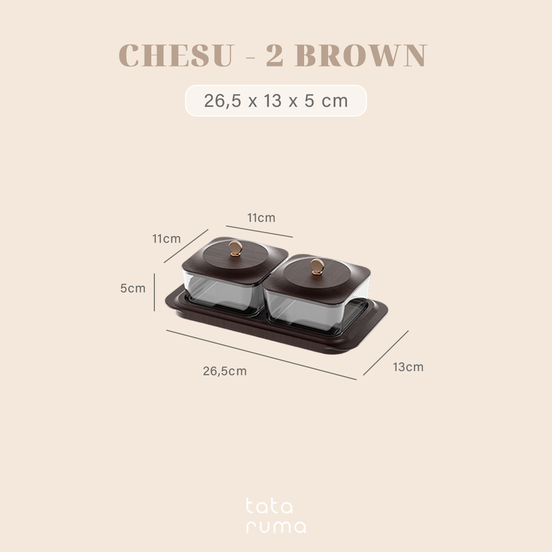 CHESU - Toples Cemilan Snack Permen Wadah Nampan Lebaran Motif Serat Kayu