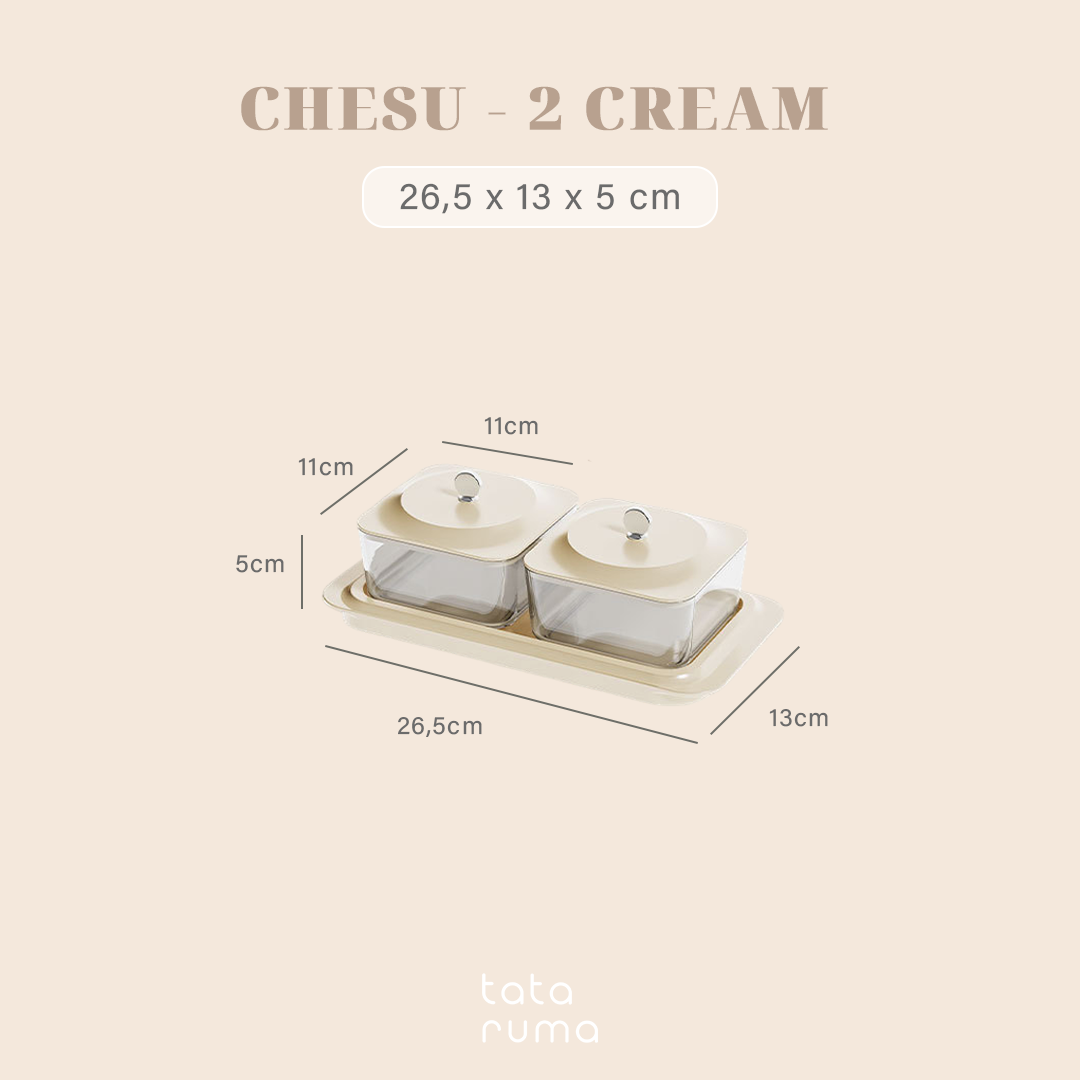 CHESU - Toples Cemilan Snack Permen Wadah Nampan Lebaran Motif Serat Kayu
