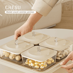CHESU - Toples Cemilan Snack Permen Wadah Nampan Lebaran Motif Serat Kayu