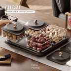CHESU - Toples Cemilan Snack Permen Wadah Nampan Lebaran Motif Serat Kayu