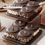 CHESU - Toples Cemilan Snack Permen Wadah Nampan Lebaran Motif Serat Kayu