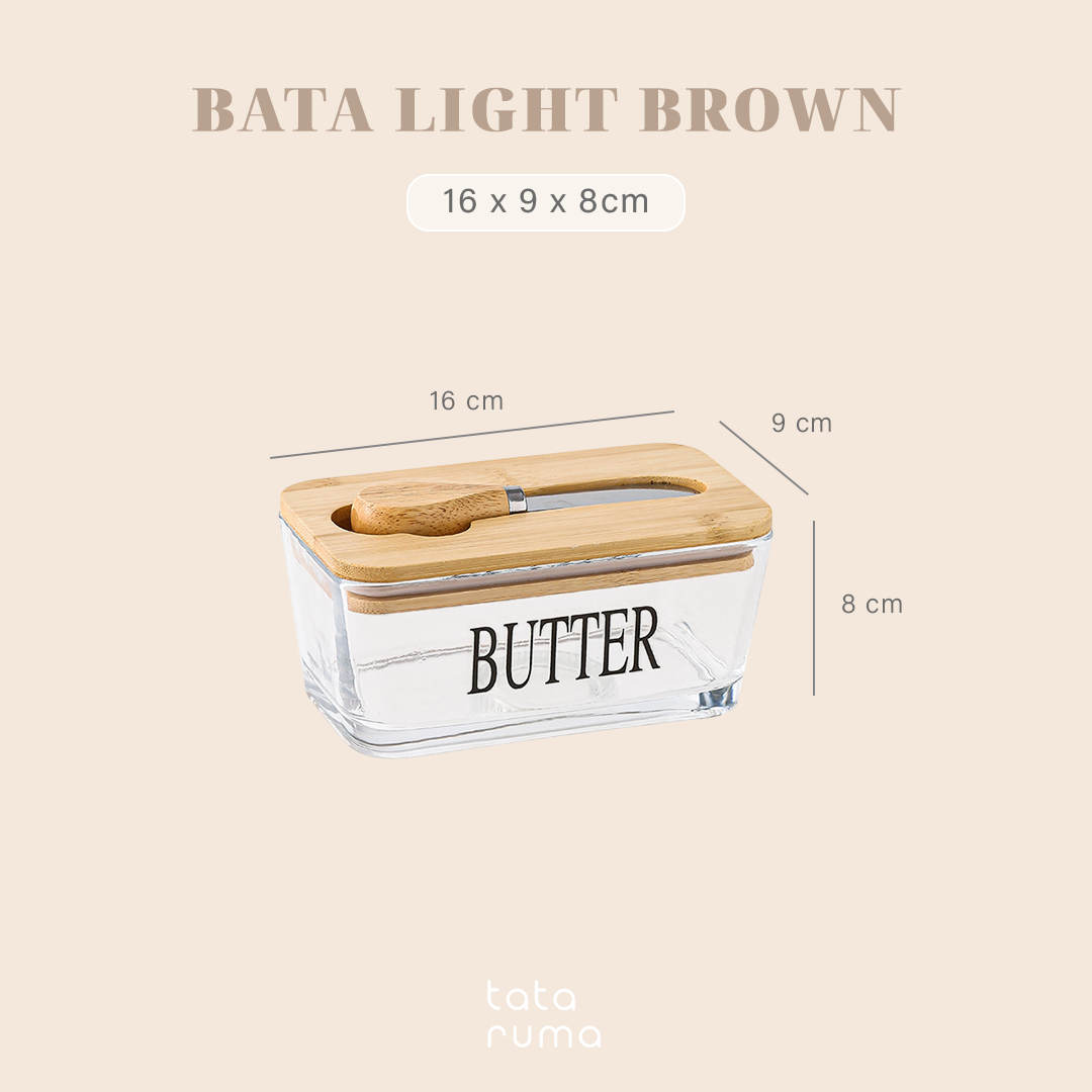BATA - Glass Butter Dish with Knife Tempat Butter Mentega Kaca dengan Pisau