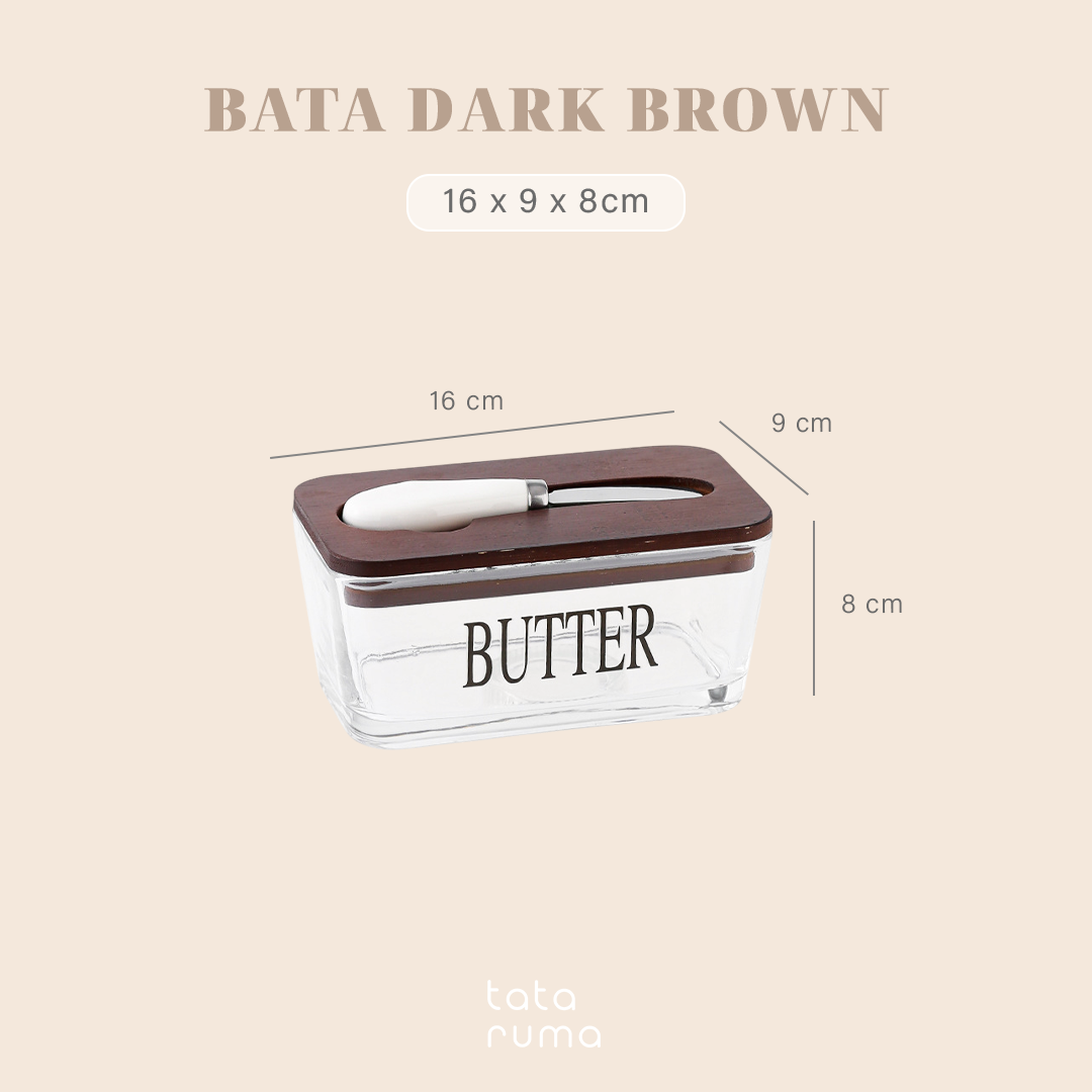 BATA - Glass Butter Dish with Knife Tempat Butter Mentega Kaca dengan Pisau