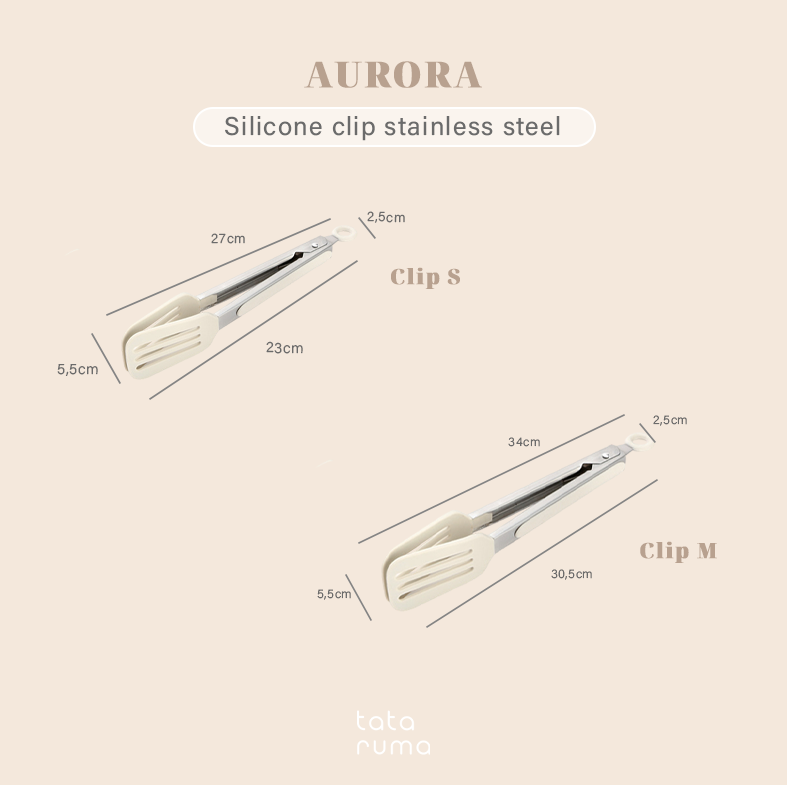 AURORA - Penjepit Capitan Silikon Dapur Makanan BBQ Stainless Steel