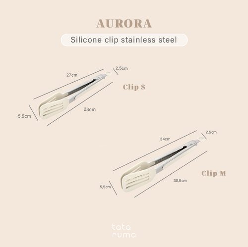 AURORA - Penjepit Capitan Silikon Dapur Makanan BBQ Stainless Steel