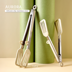 AURORA - Penjepit Capitan Silikon Dapur Makanan BBQ Stainless Steel