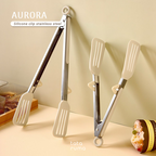 AURORA - Penjepit Capitan Silikon Dapur Makanan BBQ Stainless Steel