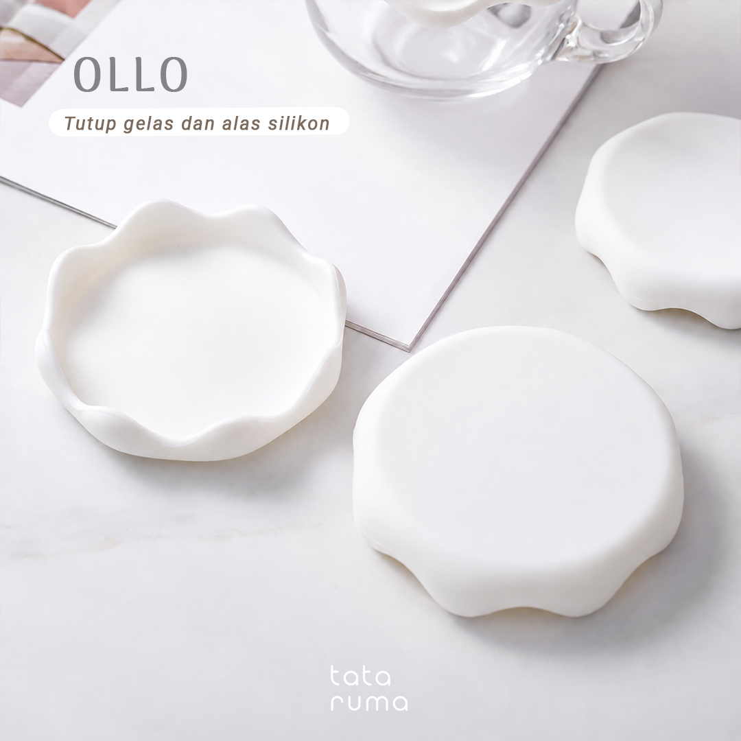 OLLO - Cup Cover Tutup Alas Gelas Cangkir Botol Silikon Estetik
