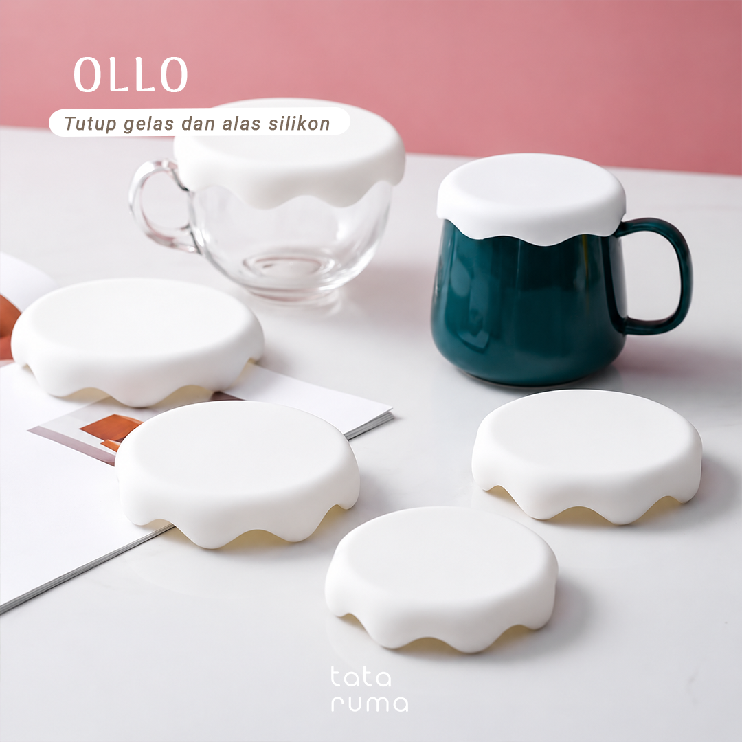 OLLO - Cup Cover Tutup Alas Gelas Cangkir Botol Silikon Estetik
