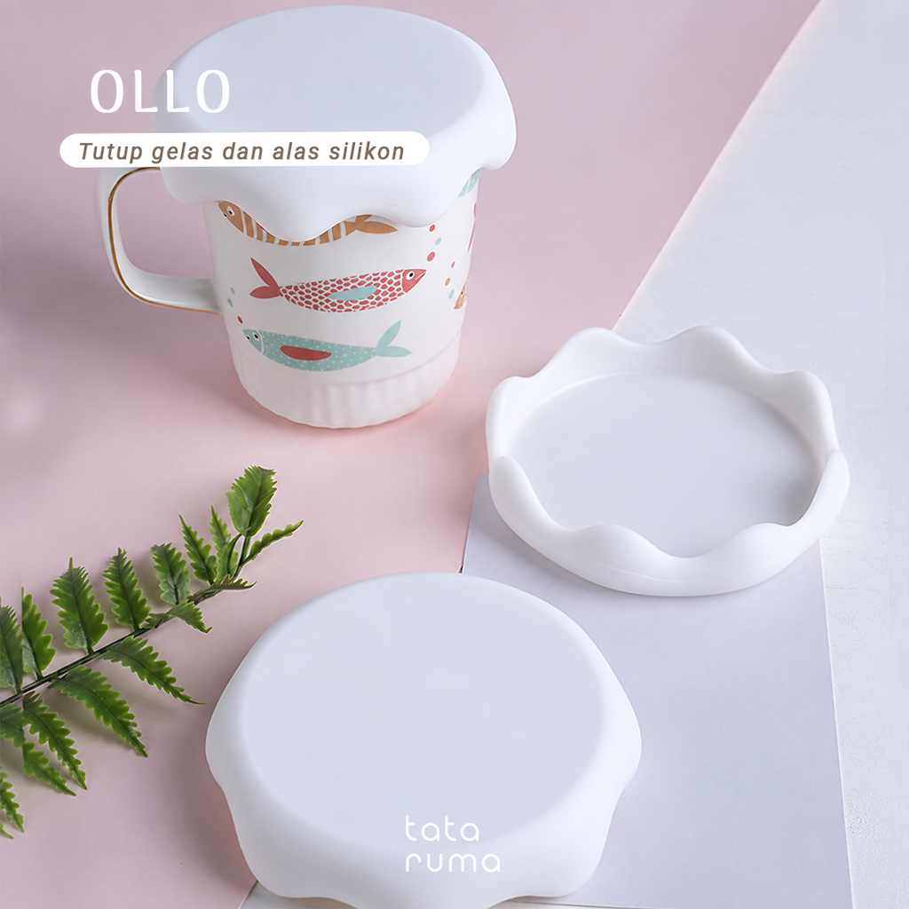 OLLO - Cup Cover Tutup Alas Gelas Cangkir Botol Silikon Estetik