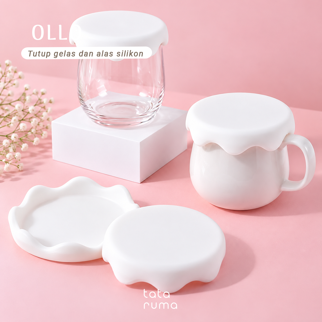 OLLO - Cup Cover Tutup Alas Gelas Cangkir Botol Silikon Estetik