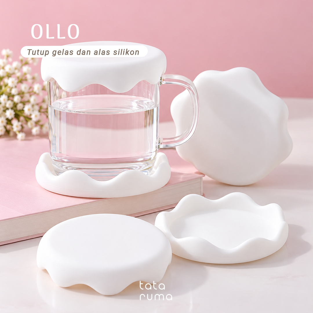 OLLO - Cup Cover Tutup Alas Gelas Cangkir Botol Silikon Estetik
