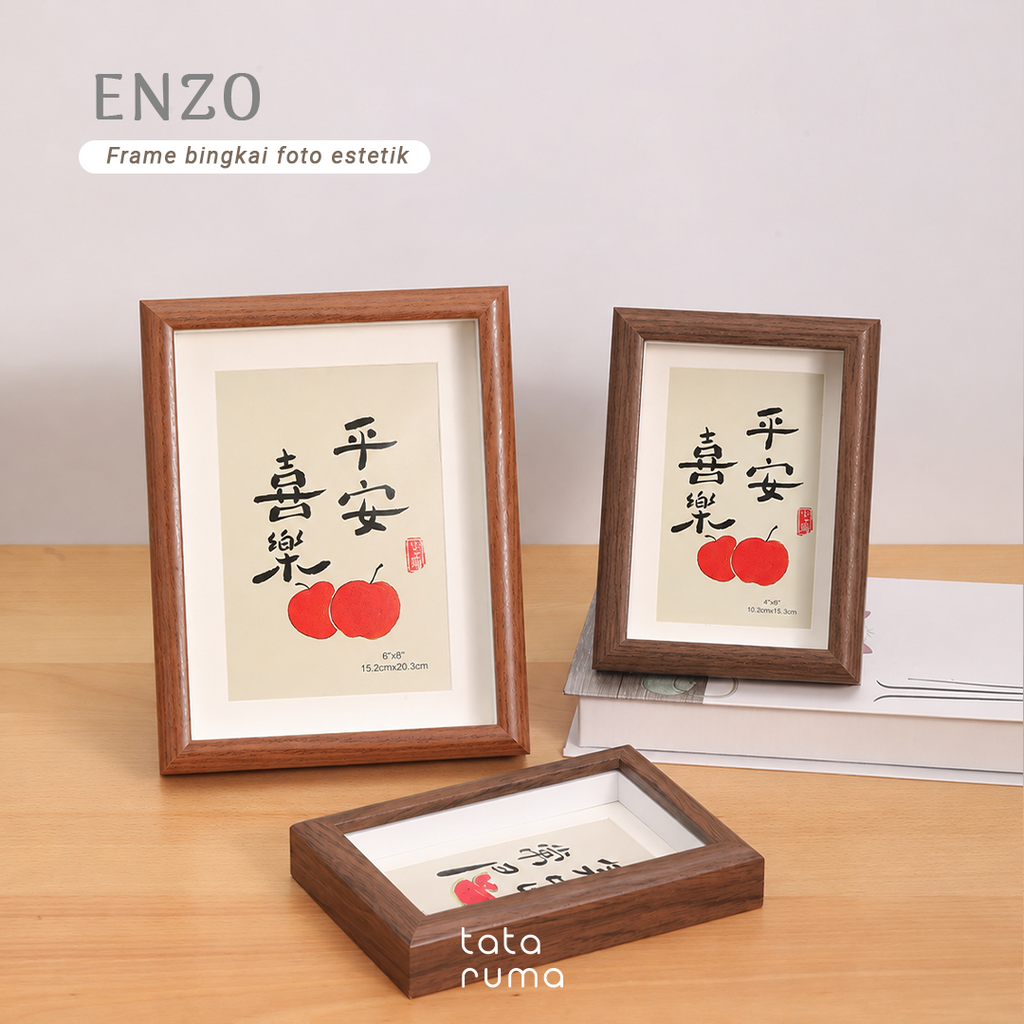 ENZO - Frame Bingkai Foto Pigura Kayu 4R/5R Estetik