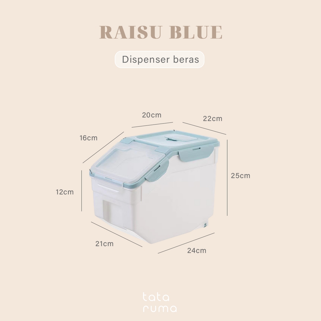 RAISU -  Dispenser Tempat Penyimpanan Beras 10kg Food Grade Tahan Serangga Tahan Lembab