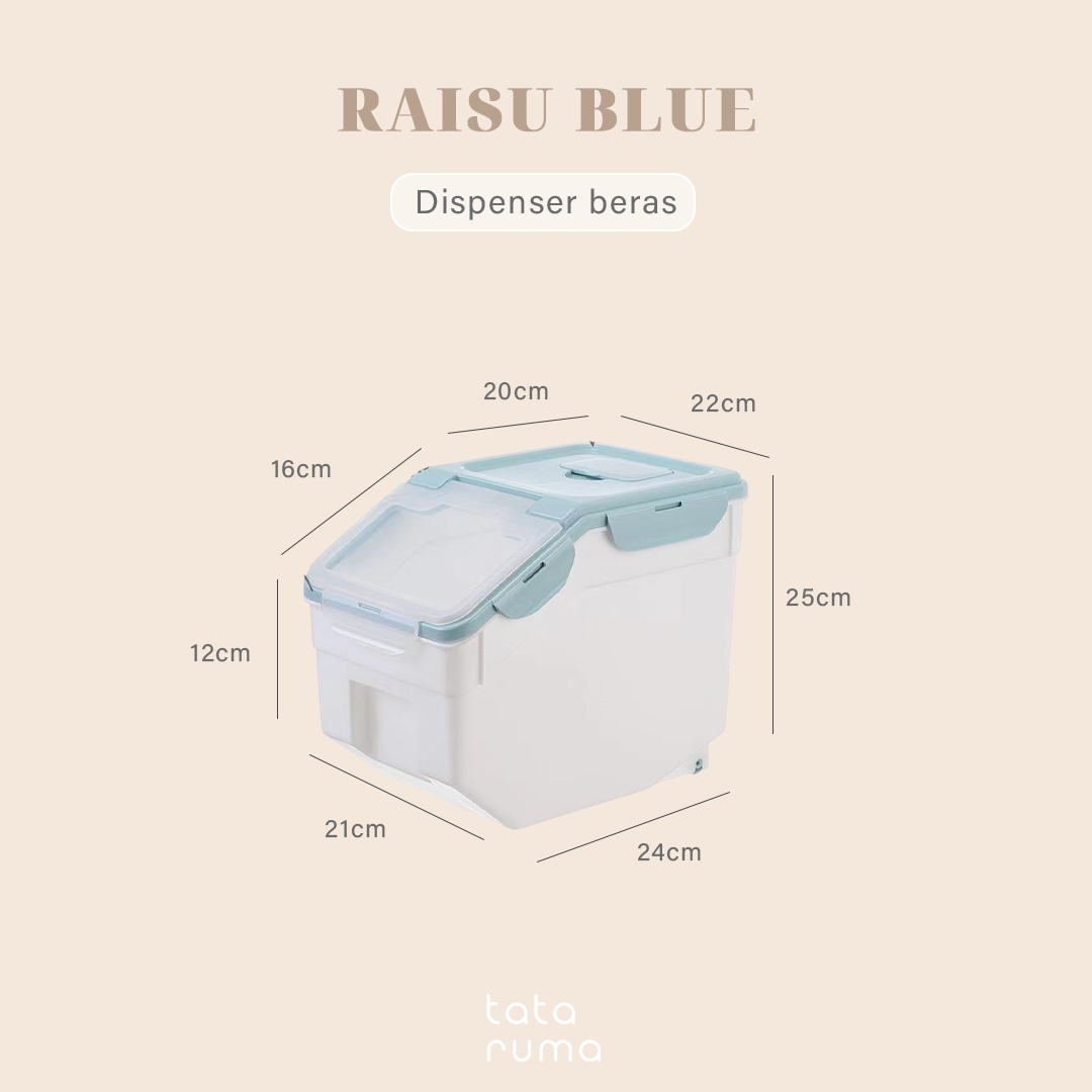 RAISU -  Dispenser Tempat Penyimpanan Beras 10kg Food Grade Tahan Serangga Tahan Lembab