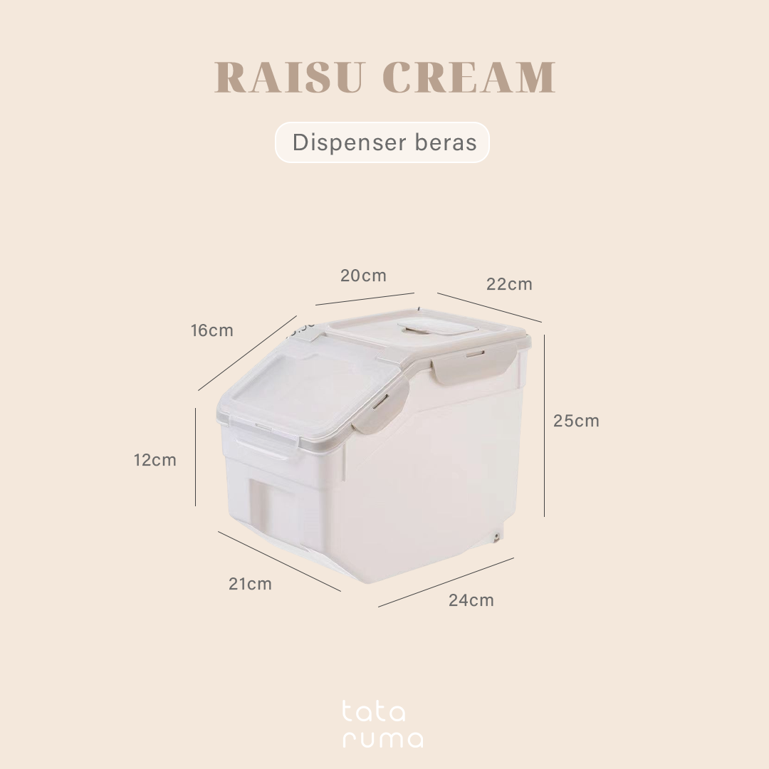 RAISU -  Dispenser Tempat Penyimpanan Beras 10kg Food Grade Tahan Serangga Tahan Lembab