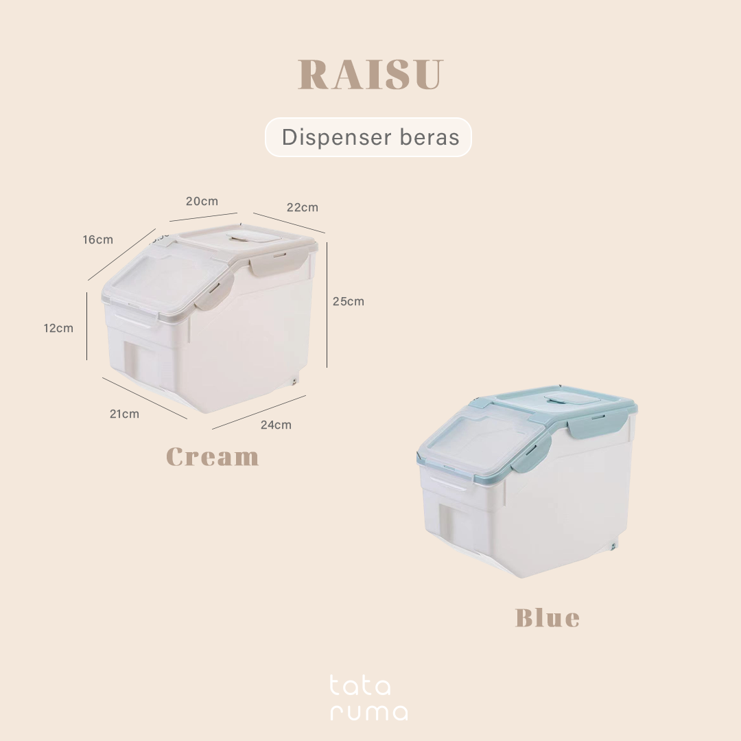 RAISU -  Dispenser Tempat Penyimpanan Beras 10kg Food Grade Tahan Serangga Tahan Lembab