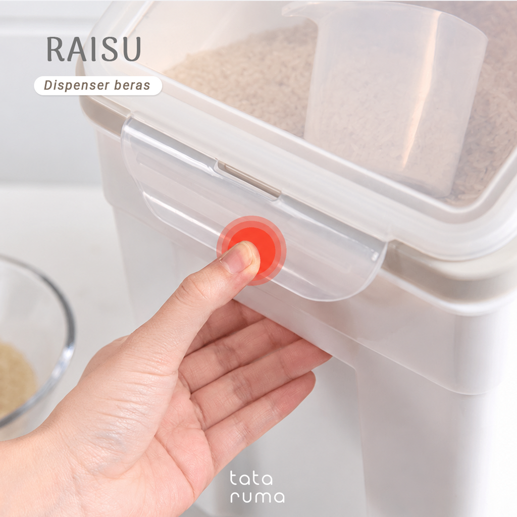 RAISU -  Dispenser Tempat Penyimpanan Beras 10kg Food Grade Tahan Serangga Tahan Lembab