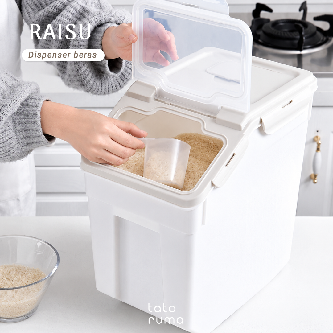 RAISU -  Dispenser Tempat Penyimpanan Beras 10kg Food Grade Tahan Serangga Tahan Lembab