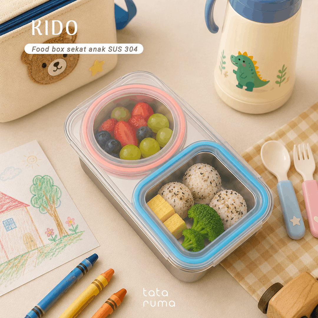 KIDO -  Food Box Anak Stainless Steel 304 Bersekat