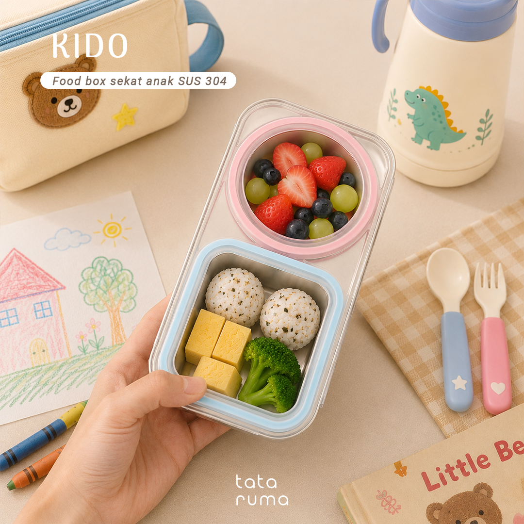 KIDO -  Food Box Anak Stainless Steel 304 Bersekat