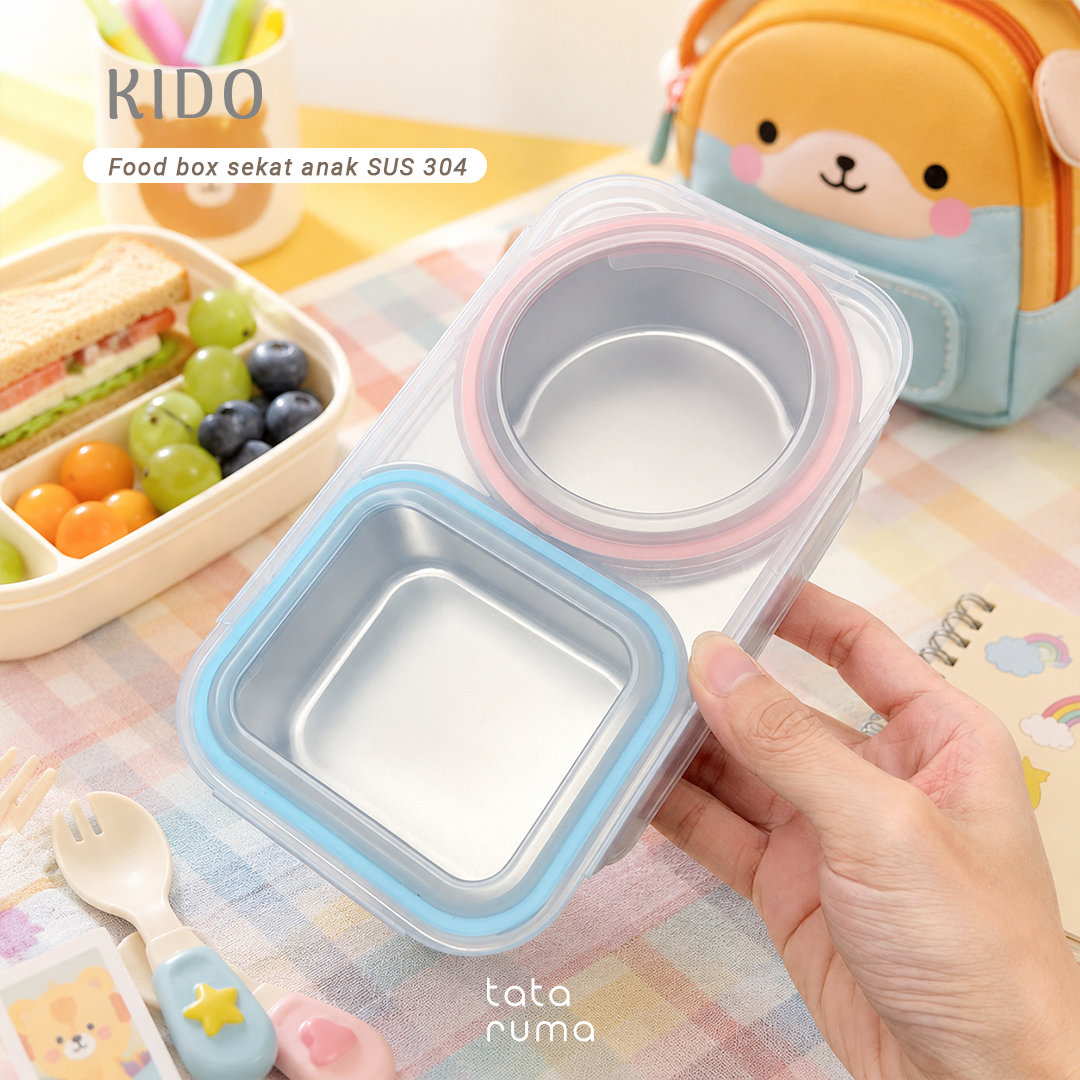 KIDO -  Food Box Anak Stainless Steel 304 Bersekat