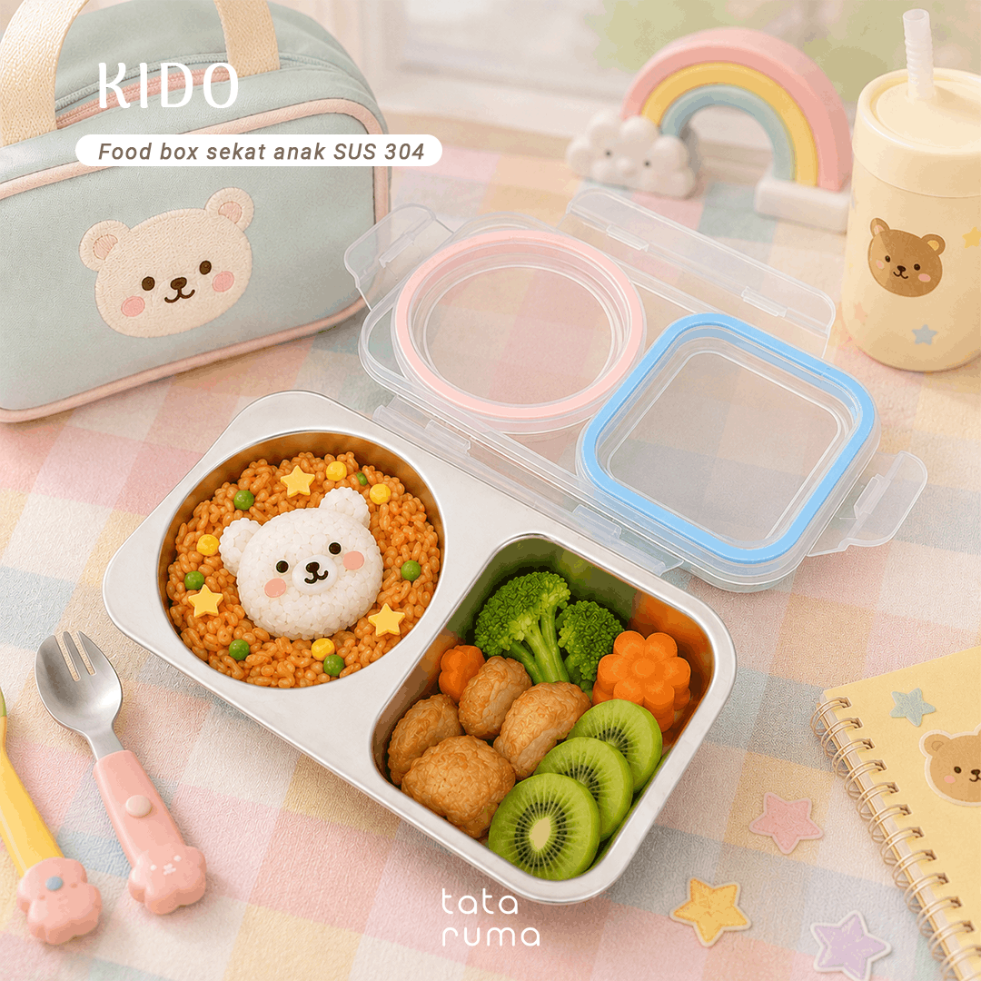 KIDO -  Food Box Anak Stainless Steel 304 Bersekat