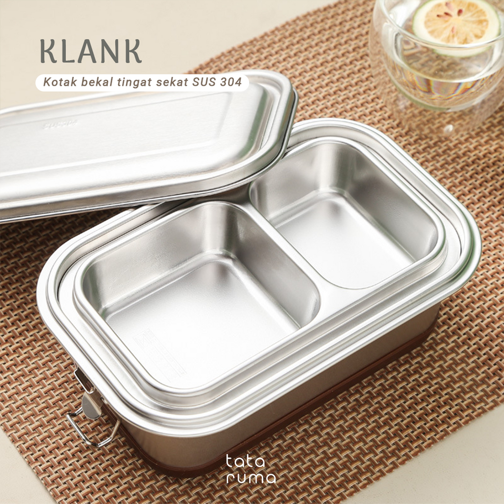 KLANK - Lunch Box Stainless 2 Tingkat Sekat Kedap Udara SUS 304