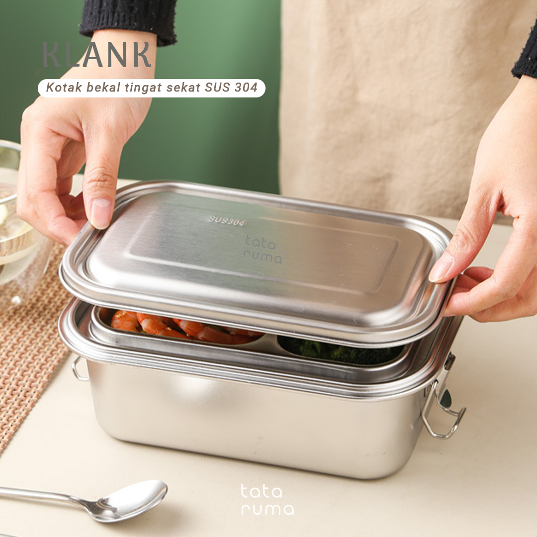 KLANK - Lunch Box Stainless 2 Tingkat Sekat Kedap Udara SUS 304