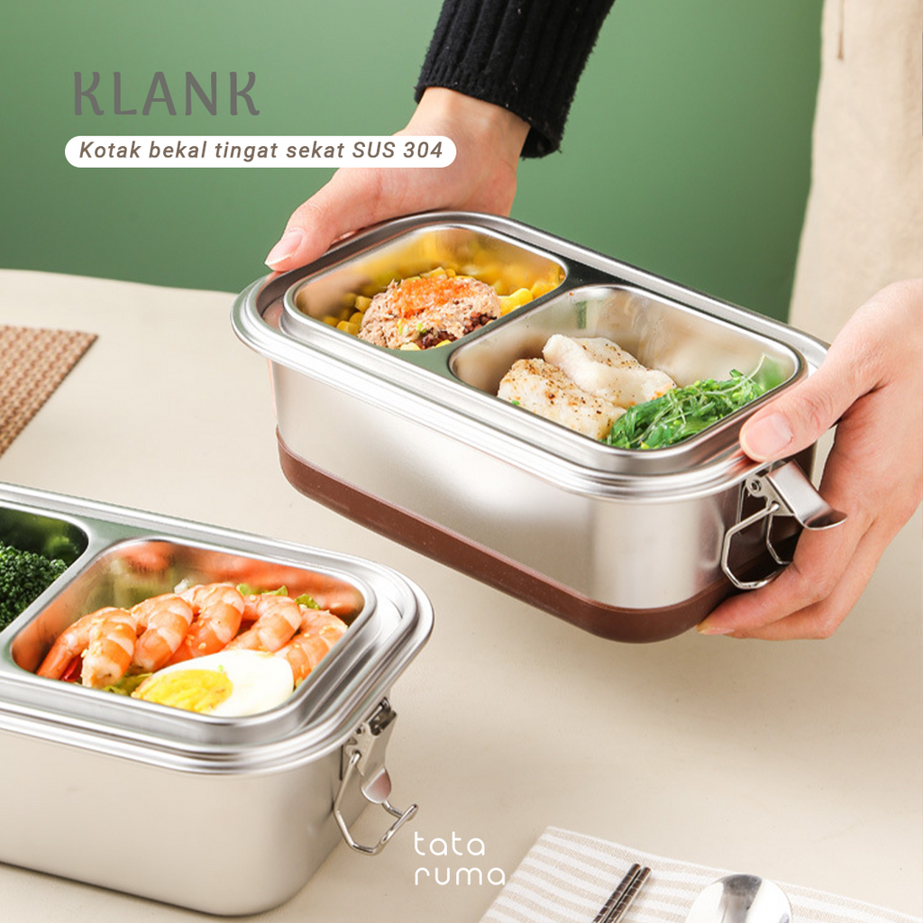 KLANK - Lunch Box Stainless 2 Tingkat Sekat Kedap Udara SUS 304