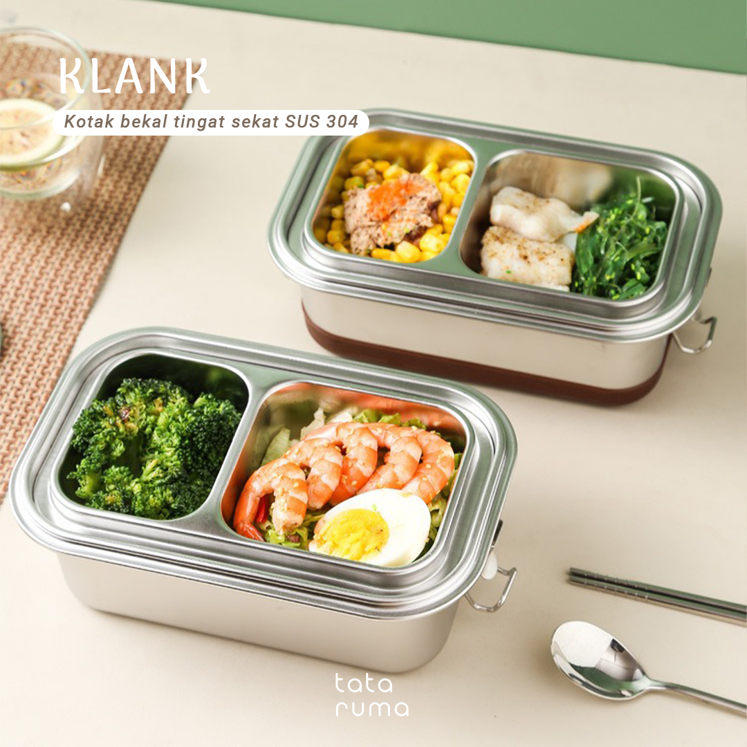 KLANK - Lunch Box Stainless 2 Tingkat Sekat Kedap Udara SUS 304