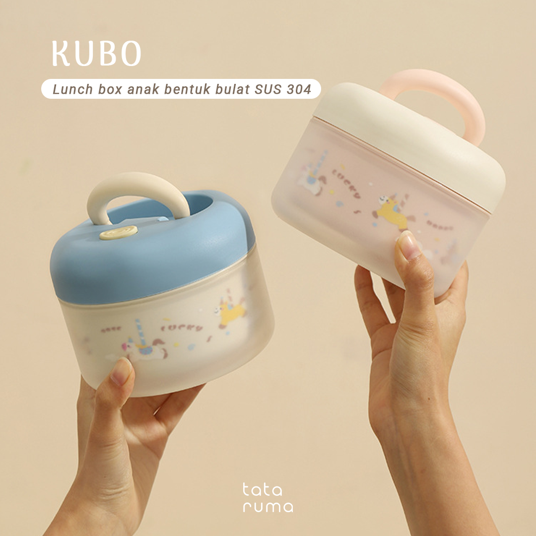 KUBO - Lunch Box Anak Bentuk Bulat Stainless Steel 304 Kedap Anti Bocor