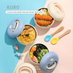 KUBO - Lunch Box Anak Bentuk Bulat Stainless Steel 304 Kedap Anti Bocor