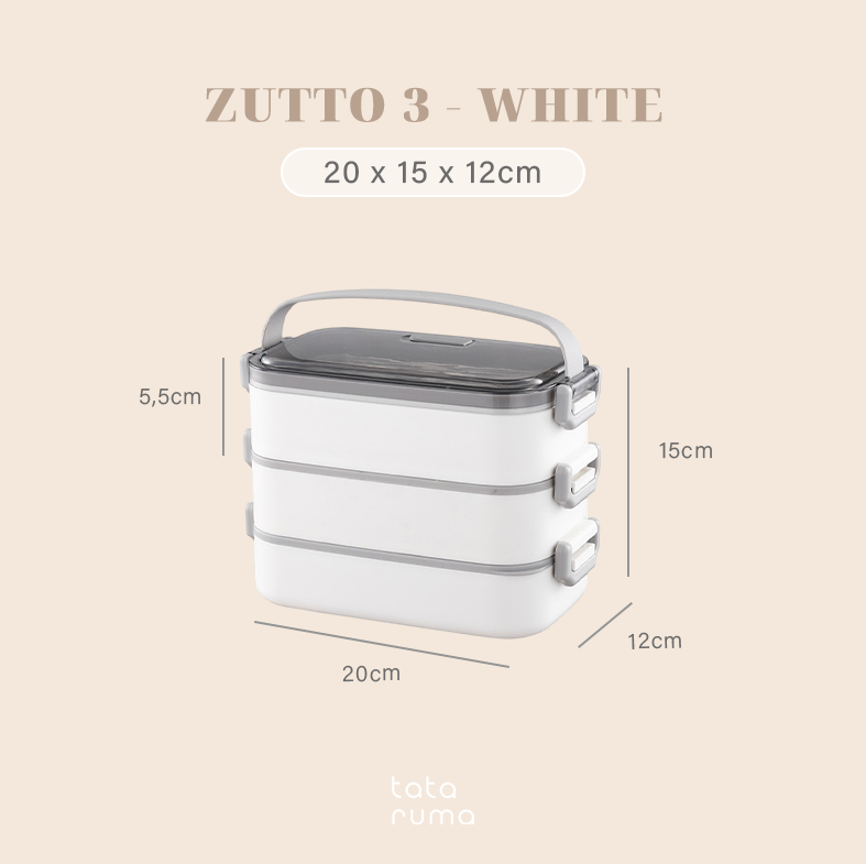ZUTTO - Lunch Box Tingkat Stainless Steel 304 dengan Handle