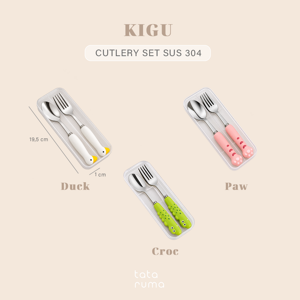 KIGU - Cutlery Set Sendok Garpu Makan Anak Karakter Lucu Stainless Steel 304
