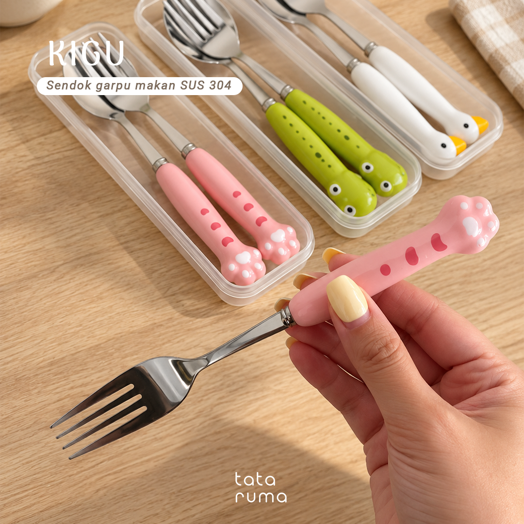 KIGU - Cutlery Set Sendok Garpu Makan Anak Karakter Lucu Stainless Steel 304