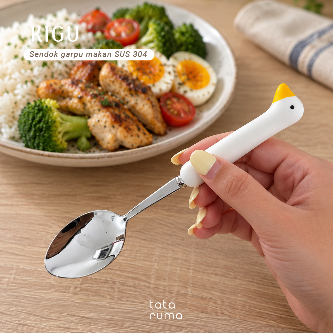 KIGU - Cutlery Set Sendok Garpu Makan Anak Karakter Lucu Stainless Steel 304