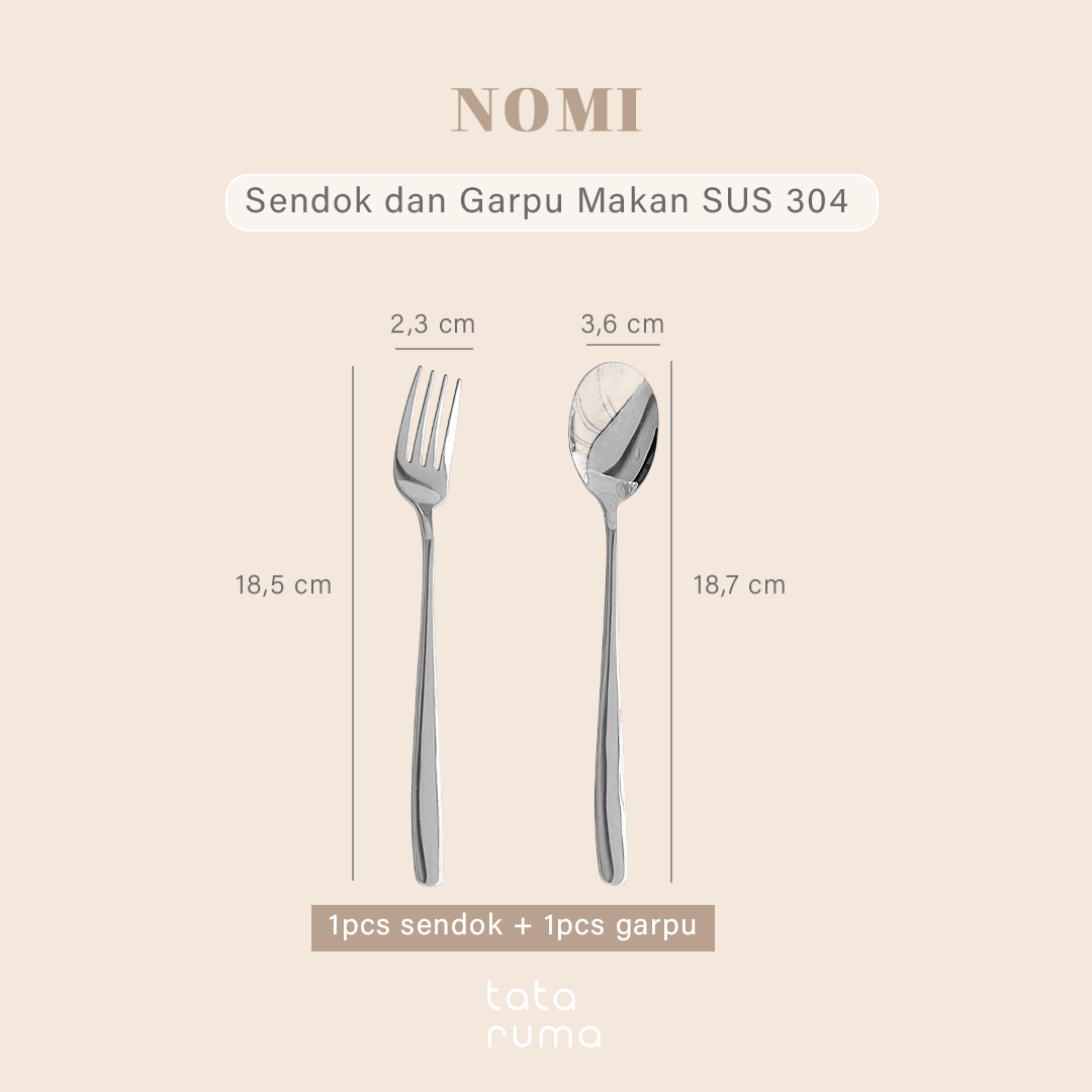 NOMI - Sendok dan Garpu Makan Cutlery Stainless Steel 304