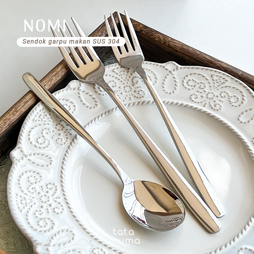 NOMI - Sendok dan Garpu Makan Cutlery Stainless Steel 304