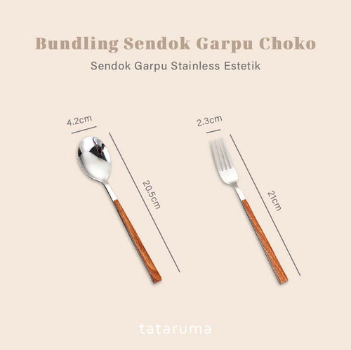 CHOKO SENDOK GARPU - Cutlery Set Stainless Kayu Estetik