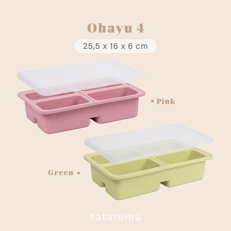 OHAYU BIG - Cetakan Wadah 4 Sekat Food Prep Nasi Lauk Porsian BPA FREE Silicone Tahan Panas Dingin