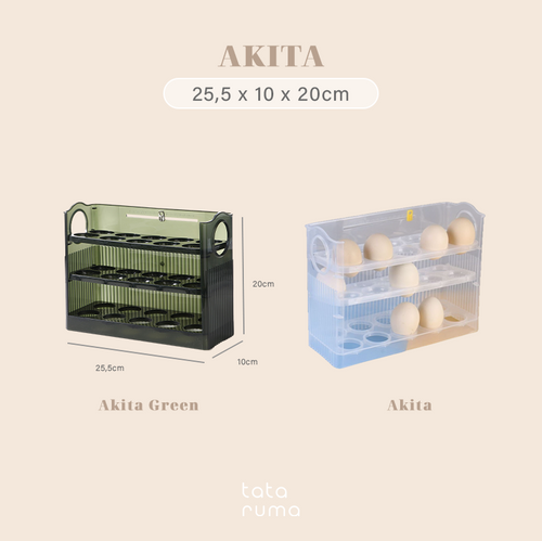 AKITA - Rak Penyimpanan Telur 3 Tingkat Pintu Kulkas