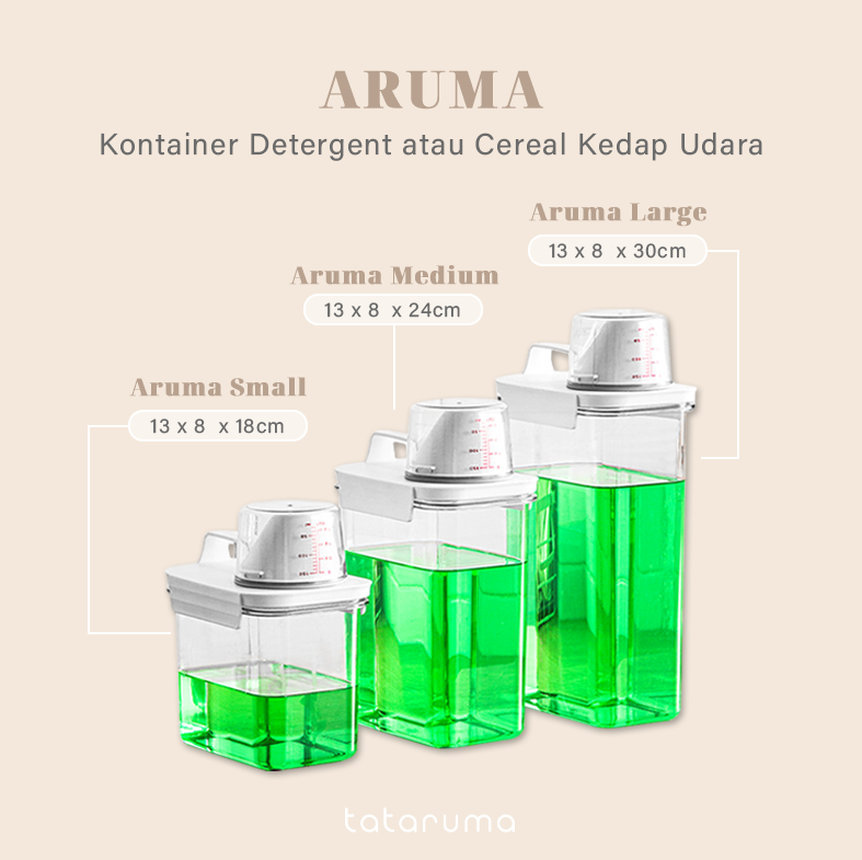 ARUMA - Kontainer Detergen/Cereal/Pet Food Kedap Udara Tutup Takaran