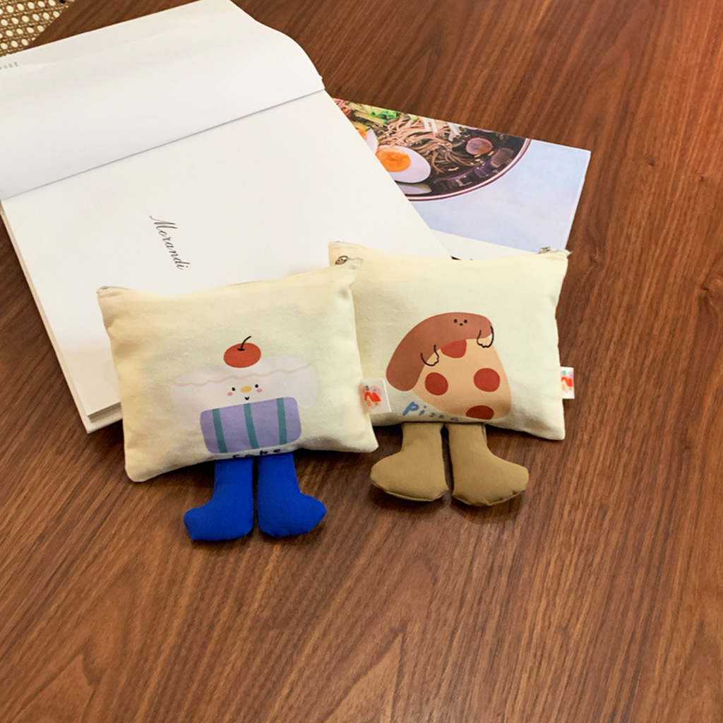 ASHAKI - Pouch Kanvas Kaki Karakter Donut Cake Pizza Lucu Kekinian Mini Hadiah Kado Souvenir Anak