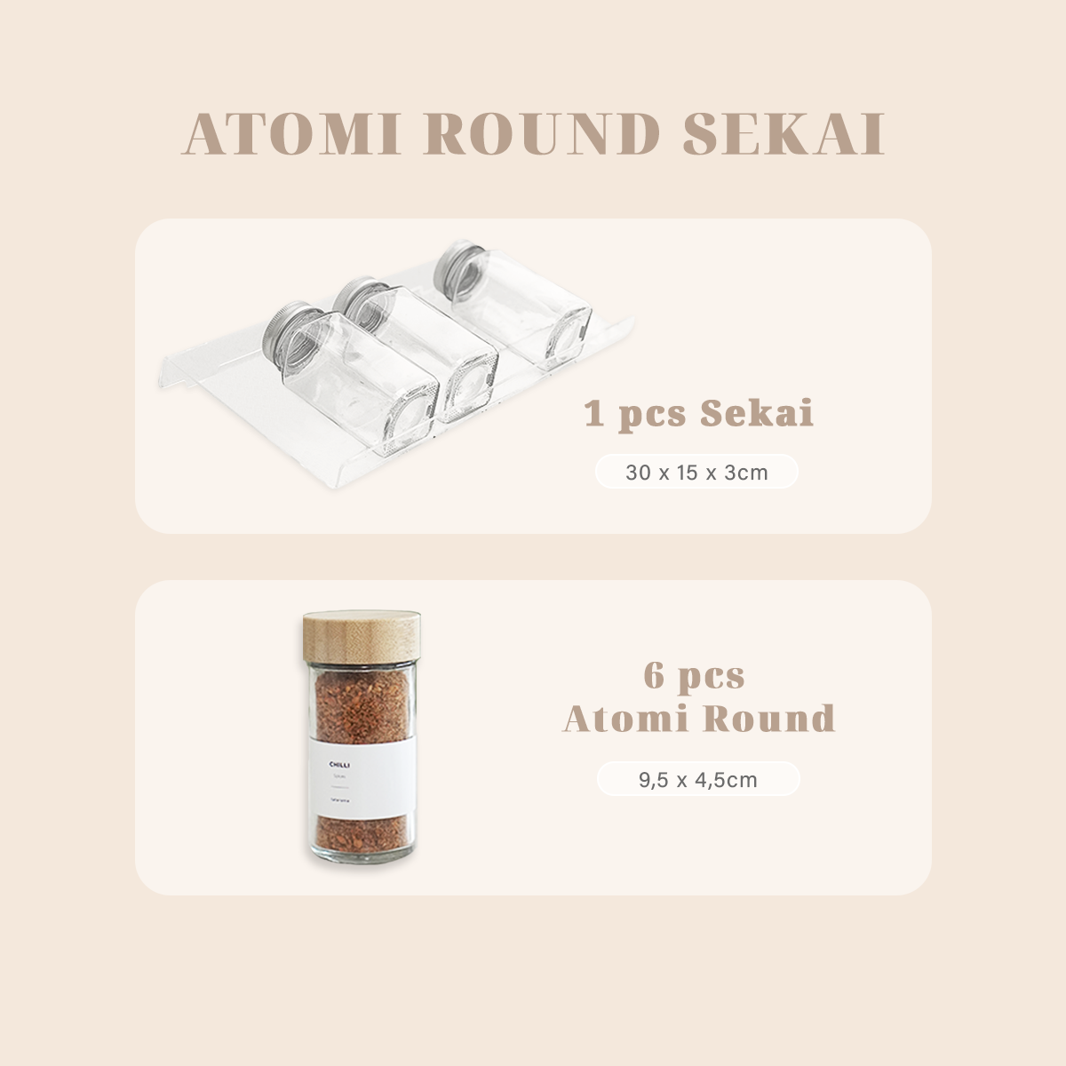 ATOMI SEKAI BUNDLING - Alas Display 6 Botol Bumbu Sekat Laci Multi-lapis